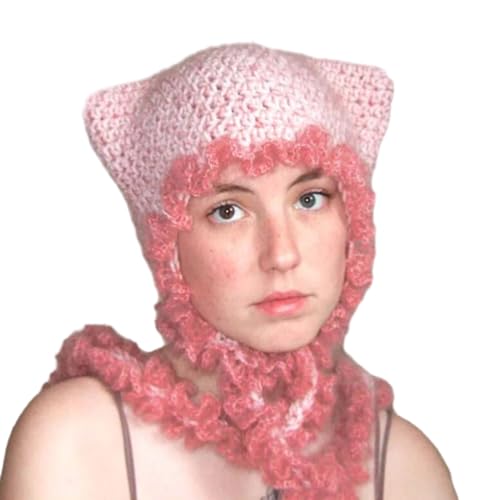 SELVFZ Spitzengestricke Mütze Teens Katze Ohr Halloween Einzigartige Horn Kostüm Party Cosplay Horn Party SELVFZ Spitzengestricke Mütze Teens Katze Ohr Halloween Einzigartige Horn Kostüm Party Cosplay Horn Party von SELVFZ