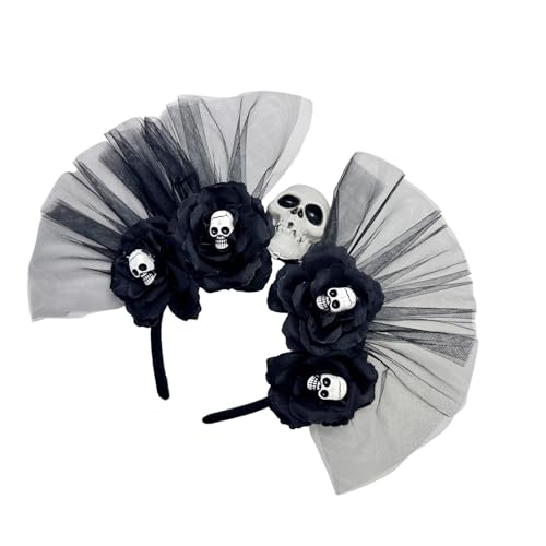 SELVFZ Tag Der Toten Kopfstücksschädelblumenkronstadband Halloween Cincos Des Mayoes Party Kostüme Für Frauengeschenke Blumenkronstirnband von SELVFZ