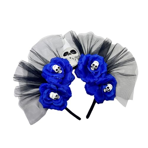 SELVFZ Tag Der Toten Kopfstücksschädelblumenkronstadband Halloween Cincos Des Mayoes Party Kostüme Für Frauengeschenke Blumenkronstirnband von SELVFZ