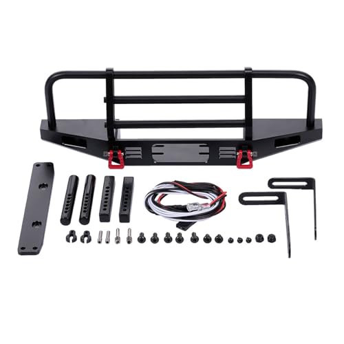 SELVFZ Vordere Stoßstange Metall Vordere Stoßfänger Mit 2 LED Leuchten Austausch Für TX4RC4WD SCX10 1/10 Remote Crawler Car Accessoire von SELVFZ