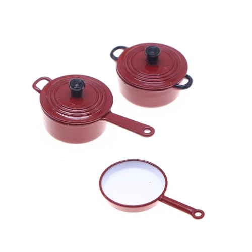 Simulation Emaillierte Töpfe Und Pan Miniatur Cookware Realistische Küchengeschirr Für Puppenhaus Küchenzubehör Realistische Spielzeugküchenware Set von SELVFZ