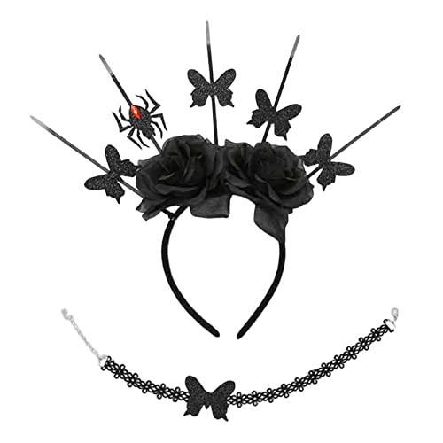 Rose Stirnband Halloween Choker Rose HaloCrown Kopfschmuck Goth Fledermaus Stirnband Gothic Stirnband Goth Choker Rose HaloCrown Kopfschmuck von SELiLe