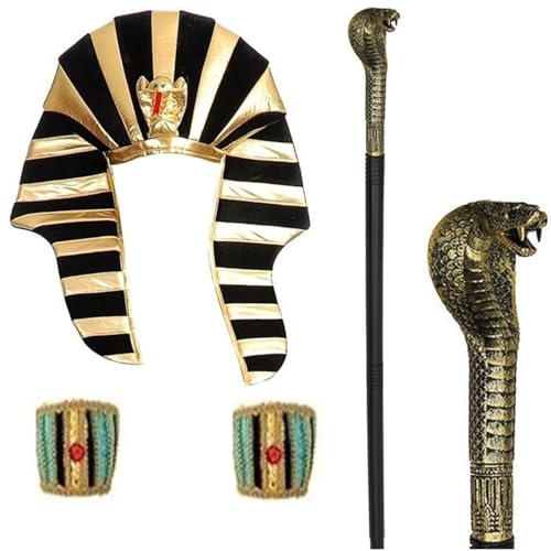 SELiLe Pharaonenhut, Schlangenhaarband, Cosplay, Stirnbänder für Halloween, Cosplay, Königin von Ägypten, goldene Perlen, Halloween, Kopfbedeckung, ägyptisches Kostüm für Damen von SELiLe