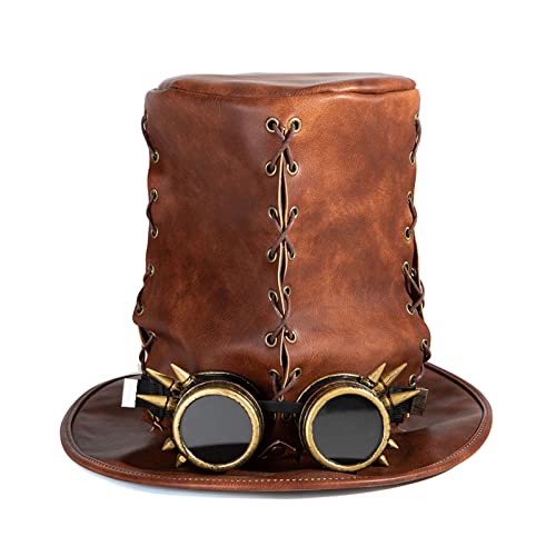 SELiLe Steampunk-Hut für Herren, mit Brille, Zylinder, GothHat, Steampunk-Hut, Steampunk-Hut, Maskerade-Hut, Punk-Hut, Zylinderhut von SELiLe