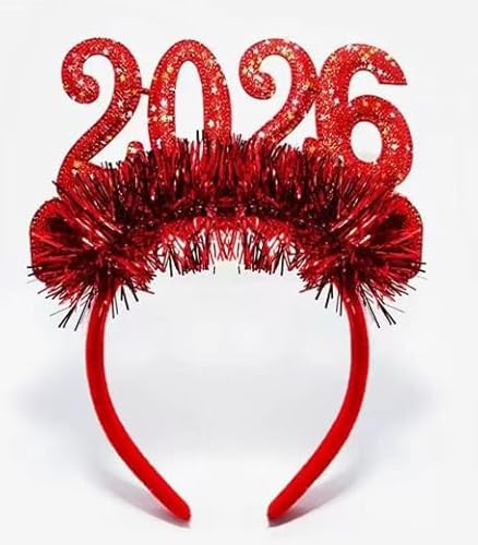 2026 Weihnachtshaarreifen Erwachsene,Rot Weihnachts Haarreif,Bequem Weihnachts Kopfschmuck Damen,2026 Haar-Accessoire für Mädchen,Weihnachts Party Countdown für Das Neue Jahr Haarschmuck 2026 von SEMINISMAR