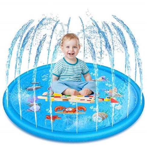 Kinder Sprinkler,Sprinkler Wasser Spielmatte,Splash Pad,Wasserspielzeug Kinder Spielzeug für Draußen Outdoor Garten,100CM von SEMINISMAR
