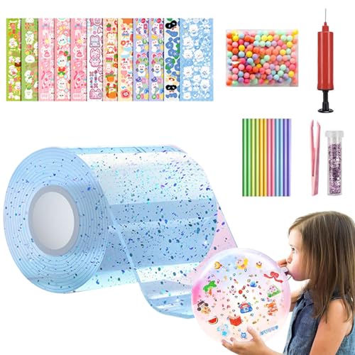 Nano Tape Bubbles Set,Nano Tape Bubbles Set für Kinder,Transparentes Nano Tape,Farbiges Blasenband,Bubble Tape,DIY Bastelideen zum Blasen,doppelseitiges Klebeband (Blau) von SEMINISMAR