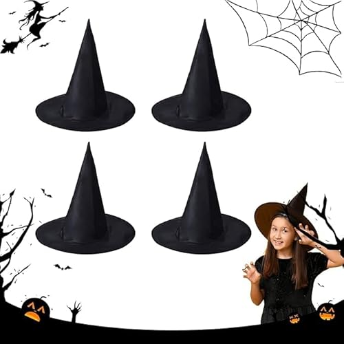 SEMINISMAR Halloween Hexenhüte,4 Stuck Schwarz Hexenhut,halloween deko,SchwarzHalloween Hexenhut Zauberer Männer Frauen,HexenhüteKostüm Zubehör,Zauberer Hut deko,HexenhutKinder ﻿ von SEMINISMAR