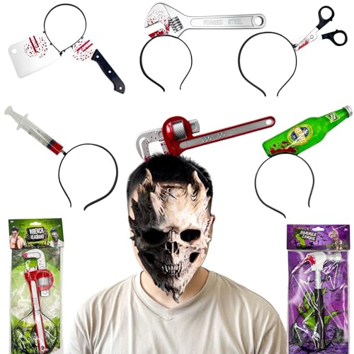SEMINISMAR Halloween Messer im Kopf,4 Stück Halloween Haarreif Horror,HalloweenBlutige Schere,für Männer Frauen Teen Karneval Maskerade﻿ von SEMINISMAR