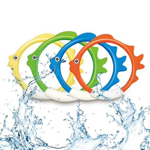 Tauchringe Spielzeug,Unterwasser Tauchringe,Tauchring für Unterwasserspiel,Pool Tauchringe,Tauchen Spielzeug,Spielzeug Unterwasser,Schwimmbad Spielzeug,Pool Tauchspielzeug für Kinder,4 Stücke von SEMINISMAR