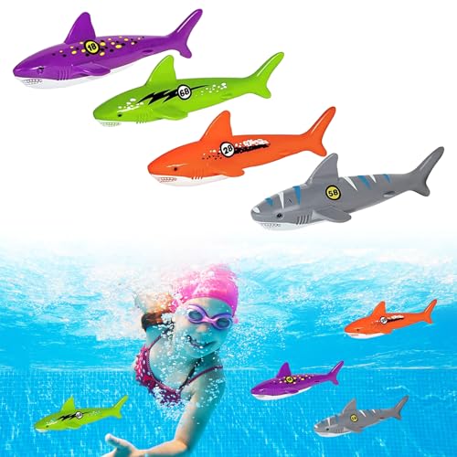Tauchspielzeug Für Kinder,Unterwasser Tauchspielzeug Set,4 Stück Poolspielzeug Für Kinder,Tauchhai,Tauchtorpedo Zum Schwimmen,Schwimmbad Spielzeug,Für Unterwasserspiel Und Tauchtraining Von Kindern von SEMINISMAR