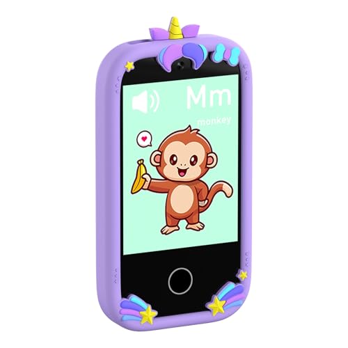 SENECESLI Kids Smartphone, 2,8 "Touchscreen Kleinkind Lernspielspielzeugtelefon mit 30 W -Pixel Kamera, Kinderspielzeug mit Touchscreen, Lernkind Mp3 Player Spiele mit Integrierten 32 GB (Purple) von SENECESLI