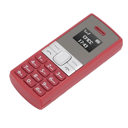 SENECESLI Kleinstes Mobiltelefon, 380mah Dual SIM -Kartensteckplatz Unlocked Voice Changer Health Strahlung Band Miniatur Mobile für ältere Menschen (Rot) von SENECESLI