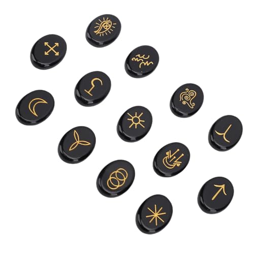 SENECESLI Stein Runen, Goldene Inschriften Rune Steinset (Obsidian) von SENECESLI