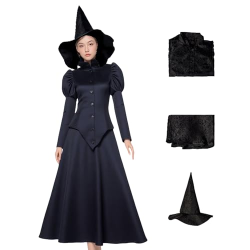 Elphaba Kostüm Cosplay, Glindas Freund, Cosplay-Kleid-Set, böse Hexe, Kostüm mit Hexenhut, für Halloween, Karneval, Party (Stil 4, L) von SENGDUJH