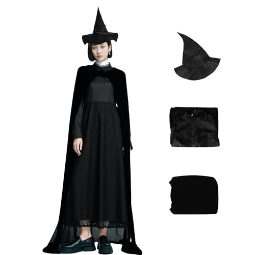 Elphaba Kostüm Cosplay, Glindas Freund, Cosplay-Kleid-Set, böse Hexe, Verkleidung Outfit mit Hexenhut für Halloween, Karneval, Party (Stil 1, XS) von SENGDUJH