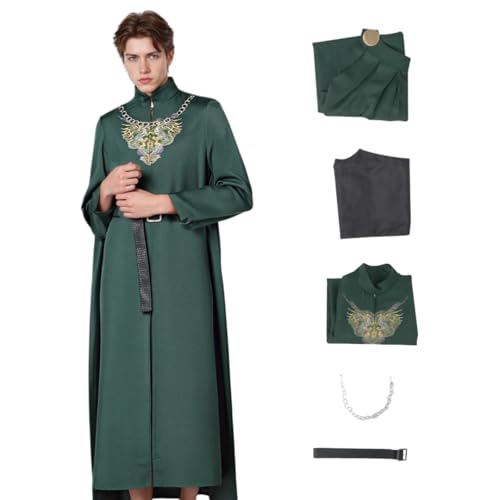 SENGDUJH Aegon Targaryen Kostüm Cosplay, König Aegon Kostüm Cosplay, Mittelalterliche Robe Komplettes Set für Halloween (Grün, 3XL) von SENGDUJH