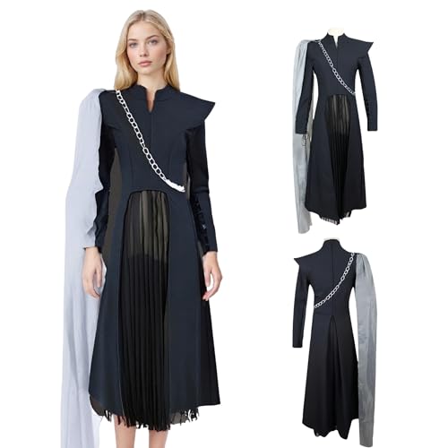 SENGDUJH Drachenmutter, Cosplay, Daenerys-Kostüm, GoT-Kostüm, Drachenkönigin, Cosplay-Kleid, Melisandre-Freund, Kampfanzug mit Seil für Halloween, Comic-Con, Karneval (schwarzes Kleid + weißer Schal SENGDUJH Drachenmutter, Cosplay, Daenerys-Kostüm, GoT-Kostüm, Drachenkönigin, Cosplay-Kleid, Melisandre-Freund, Kampfanzug mit Seil für Halloween, Comic-Con, Karneval (schwarzes Kleid + weißer Schal von SENGDUJH