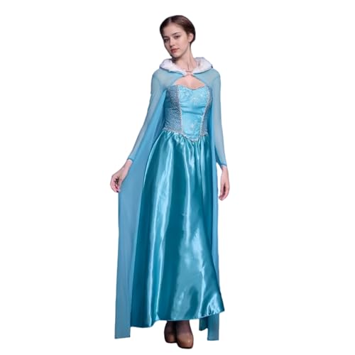 SENGDUJH Elsa Kostüm, Cosplay, Elsa, Prinzessinnenkleid für Damen, Prinzessinnen-Kostüm für Halloween, Karneval, Party, Blau, Größe XL von SENGDUJH