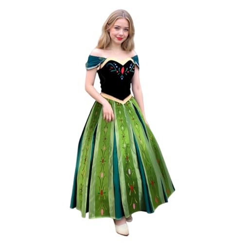 SENGDUJH Elsa's Sister Kostüm Kleid, Erwachsenenkostüm, Prinzessinnenkleid, Königin-Kostüm für Halloween, Karneval, Party (Grün, S) von SENGDUJH