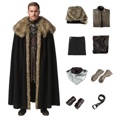 SENGDUJH Got Jon Kostüm Cosplay Daenerys Liebhaber Kostüm Cosplay Mittelalter Krieger Outfit Komplettes Set für Halloween (Braun, XXL) von SENGDUJH