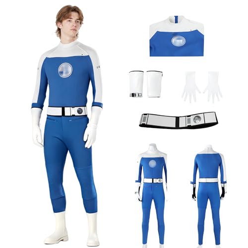 SENGDUJH Johnny Kostüm, Cosplay-Overall, unsichtbarer Cosplay-Body, Superhelden-Body für Halloween, Karneval, Comic-Con (Blau + Weiß, XL) von SENGDUJH