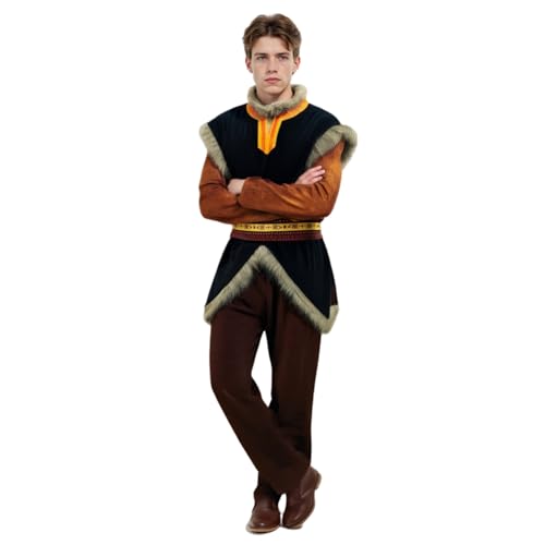SENGDUJH Kristoff Kostüm Cosplay Elsas Freund Kristoff Cosplay Mittelalter Ritter Kostüm Outfit Halloween Kostüme Verkleidung für Party (Braun, M) von SENGDUJH