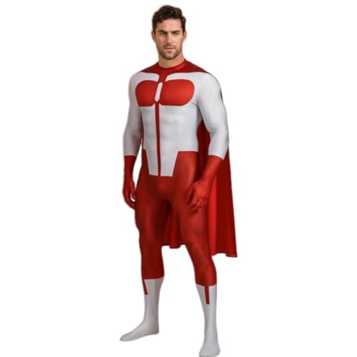 SENGDUJH Omni-Man Kostüm Cosplay Mark Graysons Vater Kostüm Cosplay Rot Bodysuit für Halloween (Rot & Weiß, S) von SENGDUJH