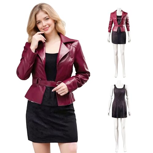 SENGDUJH SH2 Maria-Cosplay-Kostüm für Damen, Krankenschwester, Maria-Kostüm, Outfit mit Rock, Damen-Jacke mit Minirock für Halloween, Comic-Con, Karneval, weinrot + schwarz, Größe S von SENGDUJH