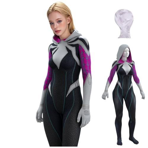 SENGDUJH Spiderwoman Kostüm Cosplay, Frauen Superhelden Kostüm Bodysuit Halloween Kostüme Verkleidung Ault für Karneval Party (Schwarz, 3XL) von SENGDUJH
