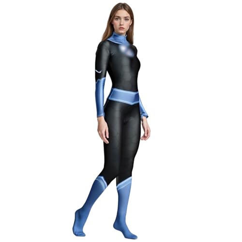 SENGDUJH Unsichtbares Frauenkostüm, Overall, 3D-Druck, Body für Halloween, Karneval, Party (Blau, M) von SENGDUJH