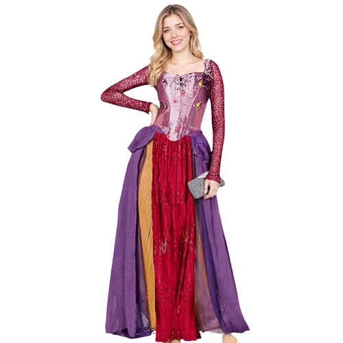 SENGDUJH Winifred Freundinnen-Kostüm, Cosplay, Maria, Schwester, Cosplay-Kleid, mittelgroßes Korsettkleid mit Blumenmuster für Karneval, Mottoparty, Halloween, Verkleidung (Rot, M) von SENGDUJH