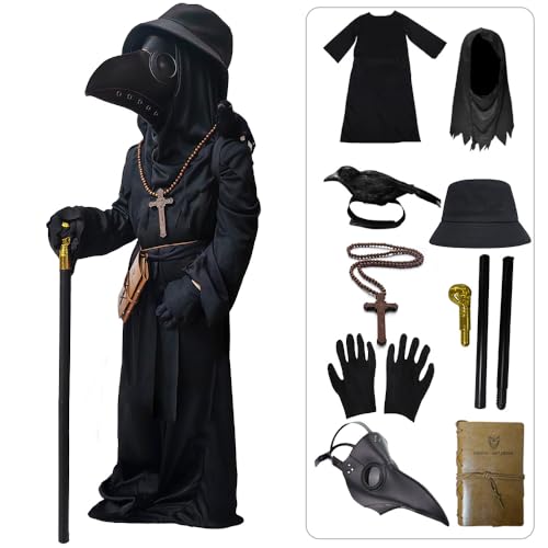 SENLI Pestarzt-Kostüm für Kinder, lustig, gruselig, Halloween-Kostüme für Jungen und Mädchen, 9-in-1-Set, Halloween-Outfits (XL (12–14 Jahre)) von SENLI