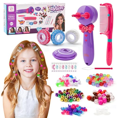3-in-1 Automatische Haarflechtmaschine Mädchen Kinder, DIY Haarschmuck Mädchen Set mit Perlen & Zubehör, Kreatives Hair Braiding Machine Spielzeug Geschenk für Kinder 5 6 7 8 9 10 11 12 Jahre von SENLINLIN