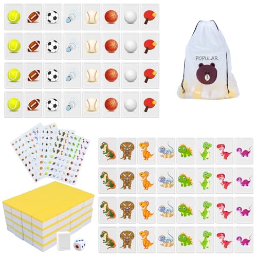 Mahjong Spiel Große Steine, 65 Blöcke 30mm Mahjong Seaside Escape Spiel, mit DIY Aufklebern, für Familie Erwachsene und Kinder von SENLINLIN
