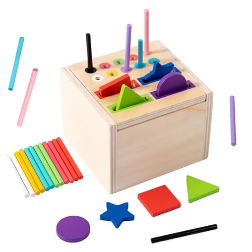 SENLINLIN Montessori Spielzeug ab 1 Jahr, 2-in-1 Holz Sortier & Stapelspielzeug, Montessori Spielzeug ab 1 2 3 Jahre Lernspielzeug für Kleinkinder von SENLINLIN