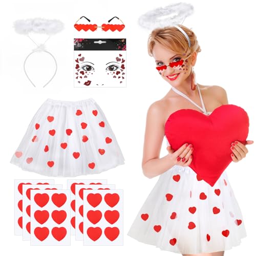 SEPGLITTER Karnevals Amor Kostüm Damen Set, Valentinstag Weißer Tüllrock Amor Stirnband 36 Liebesaufkleber für Erwachsene Party Amor Kostüm Damen SEPGLITTER Karnevals Amor Kostüm Damen Set, Valentinstag Weißer Tüllrock Amor Stirnband 36 Liebesaufkleber für Erwachsene Party Amor Kostüm Damen von SEPGLITTER