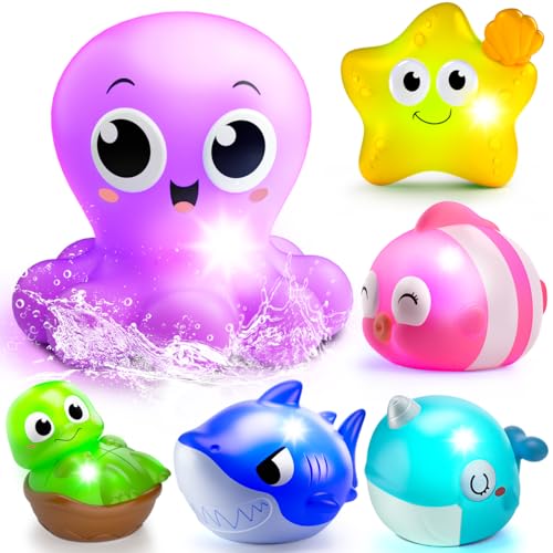 6 Packungen beleuchtetes Badespielzeug für Kinder im Alter von 1–3 Jahren – Meerestier-Badewannenspielzeug für Babys von 12–18 Monaten – Wasser-Pool-Spielzeug für 1 Jahr alte Kleinkinder, Jungen, 6 Packungen beleuchtetes Badespielzeug für Kinder im Alter von 1–3 Jahren – Meerestier-Badewannenspielzeug für Babys von 12–18 Monaten – Wasser-Pool-Spielzeug für 1 Jahr alte Kleinkinder, Jungen, von SEPHIX