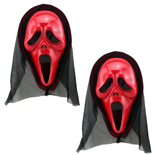 SEPWGUMD 2 Stück rote Schrei Maske - Halloween-Maske Ghostface Kostüm Halloween Dekoration Horror Film, Spaß Welt Halloween SEPWGUMD 2 Stück rote Schrei Maske - Halloween-Maske Ghostface Kostüm Halloween Dekoration Horror Film, Spaß Welt Halloween von SEPWGUMD