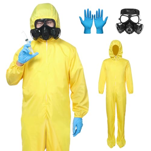 SERTAS Gelber Gefahrgut-Anzug für Herren, Halloween-Kostüm, gelber Jumpsuit, Erwachsenenkostüm, Halloween-Kostüme für Herren für Halloween und andere Themenpartys, Größe M SERTAS Gelber Gefahrgut-Anzug für Herren, Halloween-Kostüm, gelber Jumpsuit, Erwachsenenkostüm, Halloween-Kostüme für Herren für Halloween und andere Themenpartys, Größe M von SERTAS
