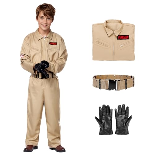 SERTAS Halloween-Kostüme für Kinder, Herren-Overall, Uniform mit Lederhandschuhen und taktischem Gürtel, Halloween-Kostüme für Herren, für Halloween, 80er-Jahre-Motto-Partys und Familien-Kostüm (Kind von SERTAS