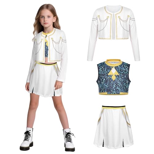 SERTAS Kpo-p Demon Hunters Kostüm für Kinder, JäGer Popsänger Rumi Zoey Idol BüHne Rollenspiel Outfits Halloween Dress Up für MäDchen (D, 150) von SERTAS