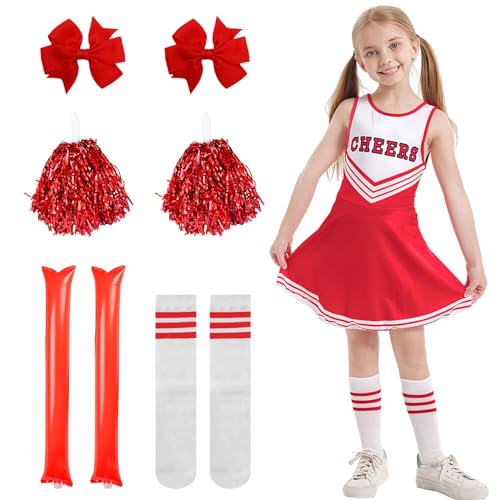 SERTAS Mädchen Cheer Uniformen (Rot, 150) von SERTAS