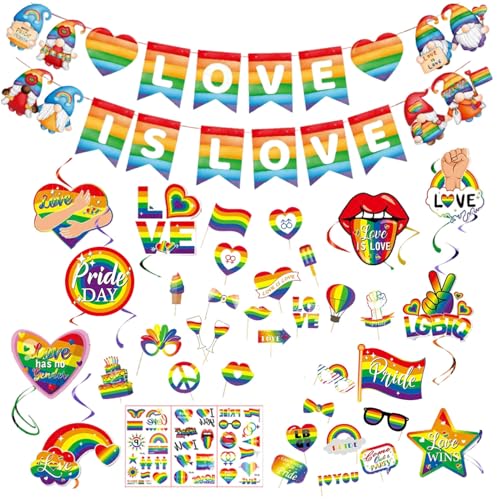 SERTAS Pride Wimpelkette, Pride-Dekorationen, große Regenbogen-Wimpelkette, LGBTQ-Zubehör für drinnen und draußen, LGBT-Party-Dekoration, Gay-Parade, Monat, Büro, Bar, Zuhause von SERTAS
