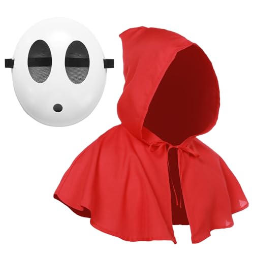 SERTAS Schüchterne Maske, lustige Halloween-Maske für Jungen und Mädchen, Anime, weiße Vollgesichtsmasken von SERTAS