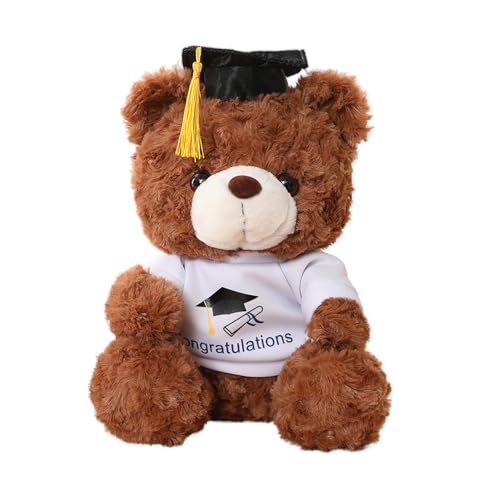 SERTAS Teddy Plüschbär mit Graduation Hut und Zeremoniengürtel,Bachelor Geschenk,25cm Bär Kuscheltier,Bestandene Prüfung Geschenk,Abitur Geschenke,Bachelor Deko (8) von SERTAS