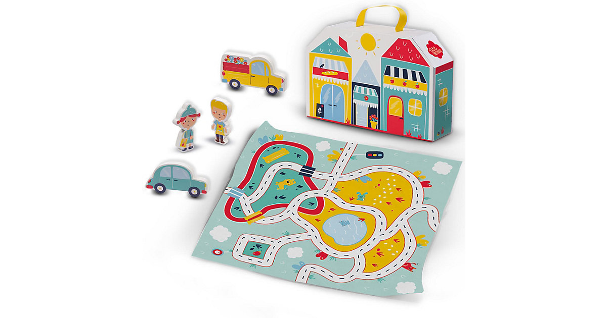 Einkaufstraßen Spielkoffer und Spielmatte bunt Einkaufstraßen Spielkoffer und Spielmatte bunt von SES Creative