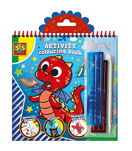 SES Creative 00115 Herzen Activity-Malbuch Metallic 3 in 1, Mehrfarbig, Medium von SES Creative