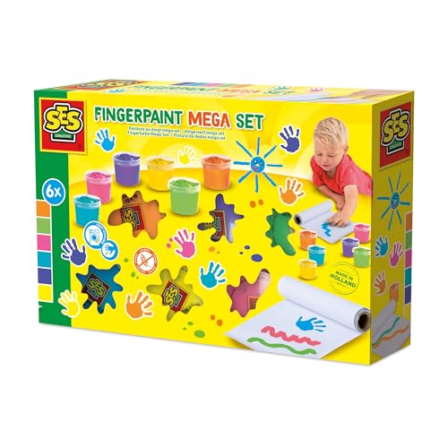 SES Creative 00393 Fingerfarben Mega Set 6 Farben x 110ml - Inklusive 2 Meter Langer Papierrolle - Für Kinder Ab 2 Jahren SES Creative 00393 Fingerfarben Mega Set 6 Farben x 110ml - Inklusive 2 Meter Langer Papierrolle - Für Kinder Ab 2 Jahren von SES Creative