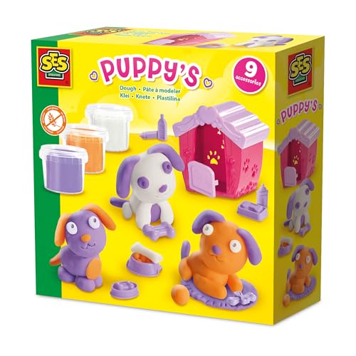 SES Creative 00505 Welpen mit Knete Formen - Gestalte Deine eigenen Tierfreunde - Inklusive 9 Zubehörteilen und Hundehütte - Für Kinder Ab 3 Jahren SES Creative 00505 Welpen mit Knete Formen - Gestalte Deine eigenen Tierfreunde - Inklusive 9 Zubehörteilen und Hundehütte - Für Kinder Ab 3 Jahren von SES Creative